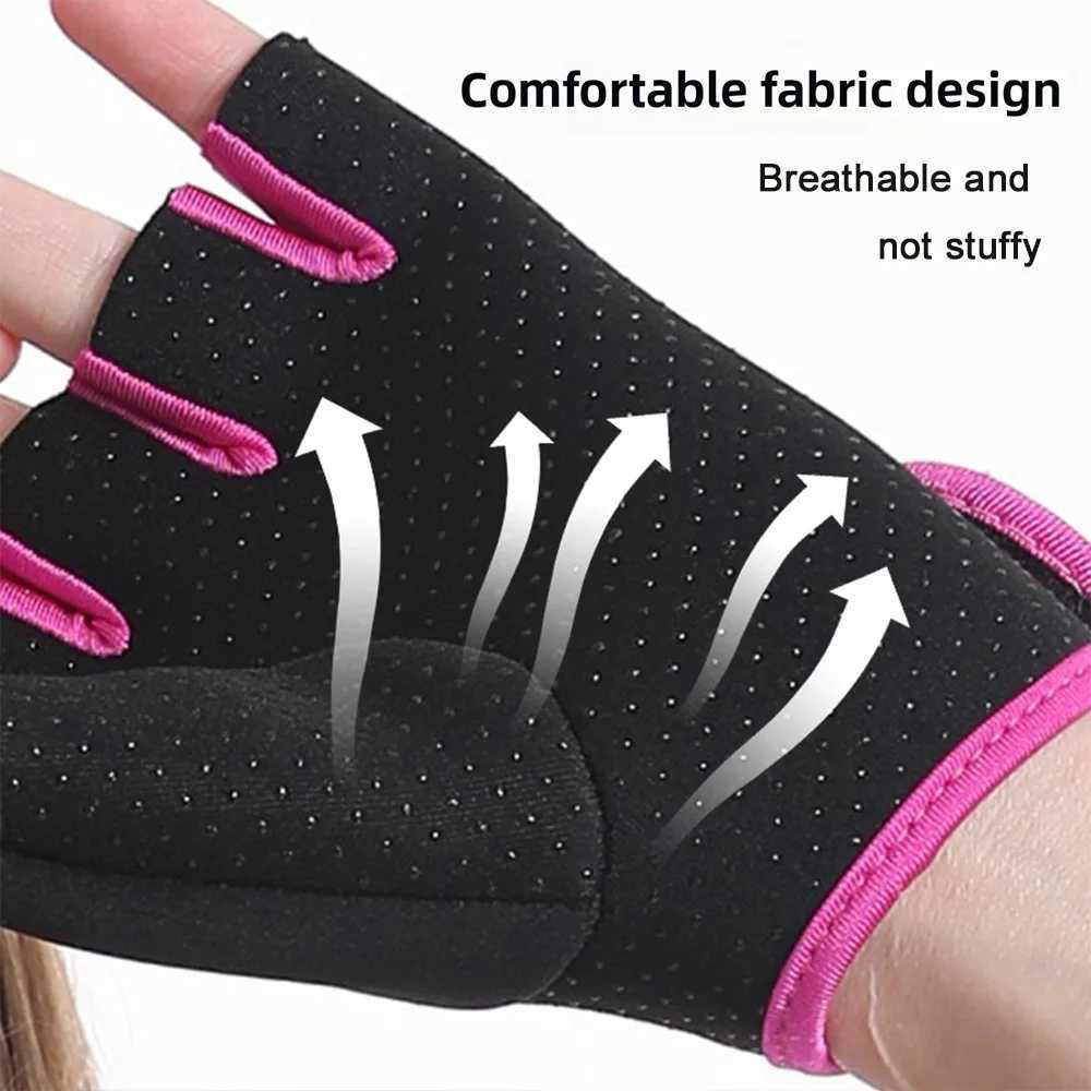 1 Pair Unisex Adjustable Sports Gloves with Antislip Silicone Dots for Weightlifting Cycling Squat J250922