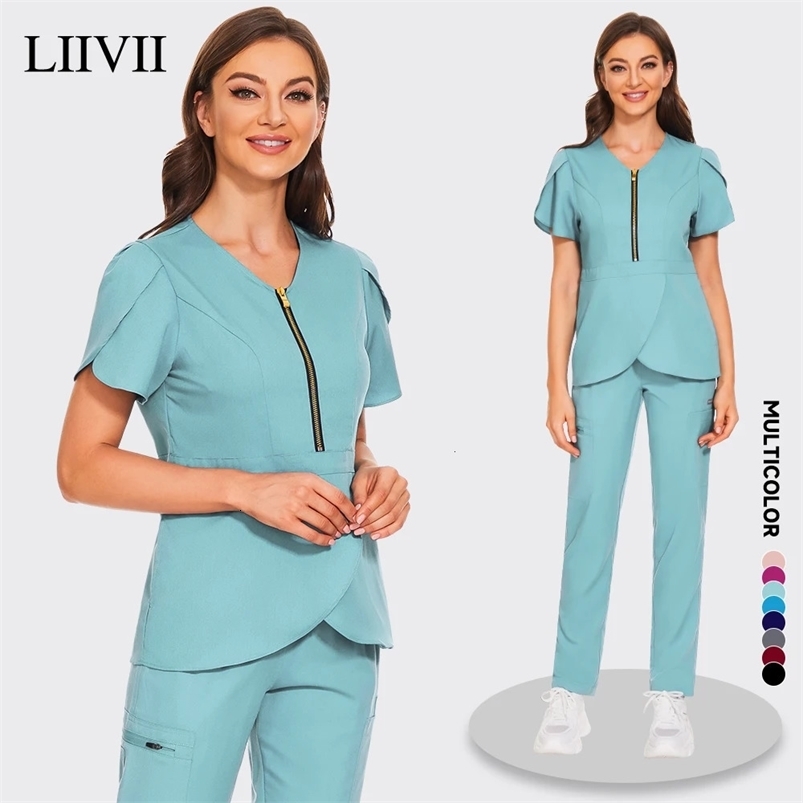 Pet Grooming Institutions Sets Beauty Salon Clothes Scrubs Clothes High Quality Spa Uniforms Fashion V-Neck Working Clothes 240708