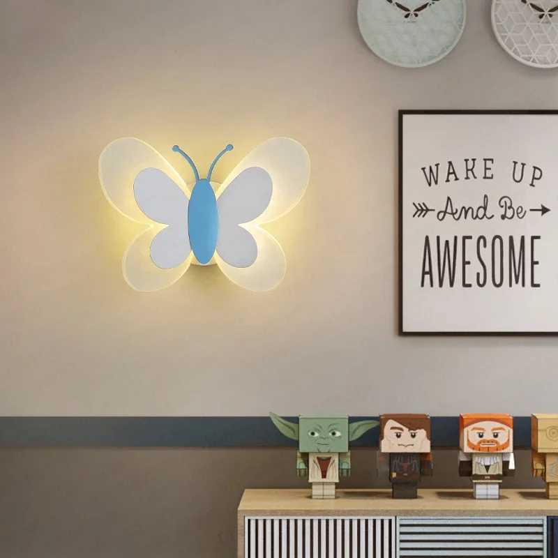 Butterfly girl room lamp creative cartoon children energysaving boy lamp bedside lamp bedroom wall lamps ceiling aisle lamp C251124