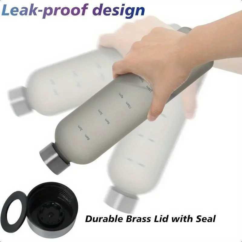 1L Water Bottle with Time Marker Motivational Reusable Leakproof BPA Free Frosted for Fitness Sports Travel Cycling Accessories J250923
