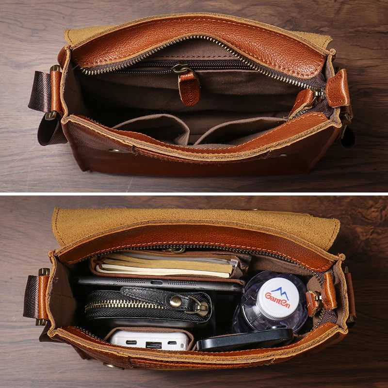 NUKA Mens Genuine Leather Shoulder Bag Retro Flap Crossbody Bags Casual Trend Satchel High Quality Luxury Cowhide Messenger Bag J251025