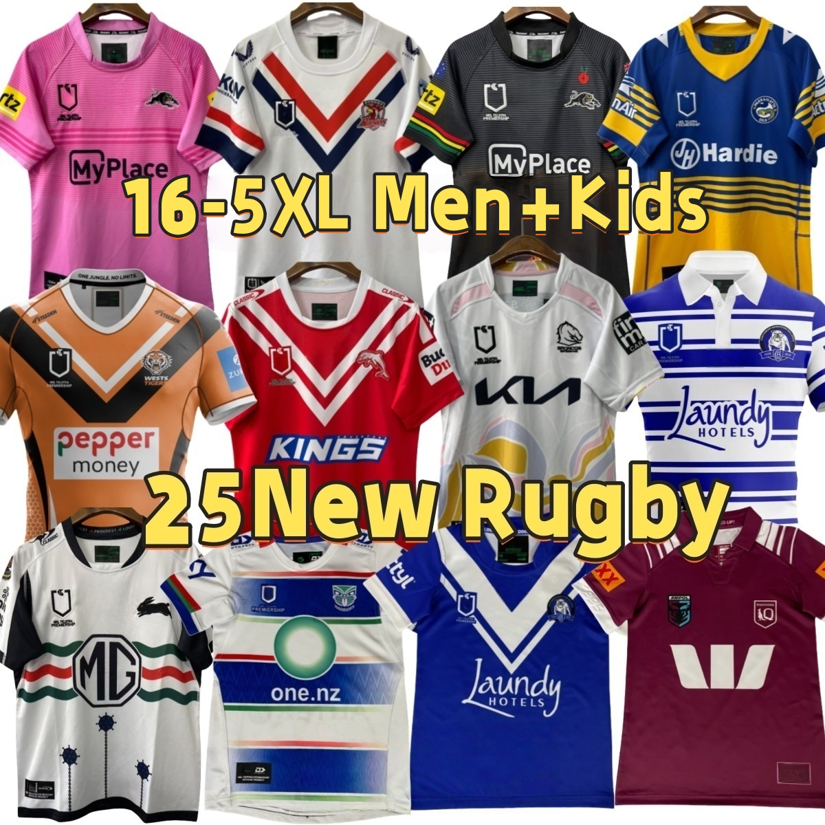 16-5XL 25 26 NRL new warrior Rugby Jerseys 25 26 wild horserwild horse knight rabbit eel Football Shirts men+ kids.
