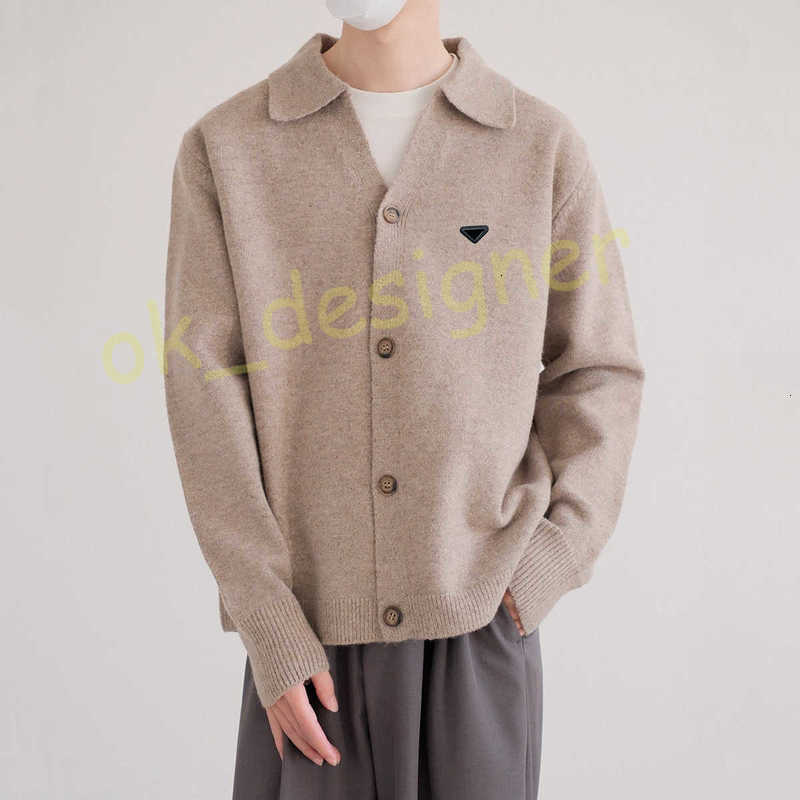 Designer Men's Sweaters POLO Shirt Turn-Down Collar Knit Sweater Men's Cardigan Jacket Business Solid Color Versatile Trendy cardigan sweater for men