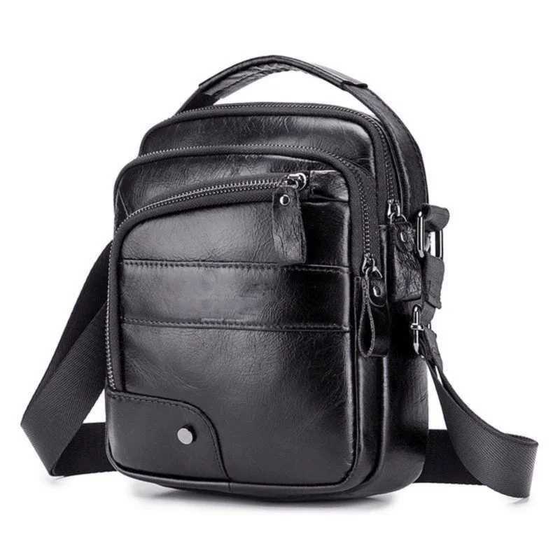 SmallGenuine Leather Bag for Man Fashion Real Cow Leather Satchel Male 2025 New Boys Shoulder or Crossbody Bag J250922