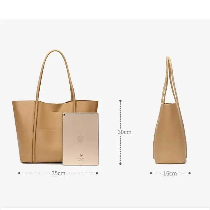 Genuine Leather Womens Tote Bag Summer Handbag Large Capacity Cowhide Shoulder Bag Work Commute Womens Large Capacity J251025