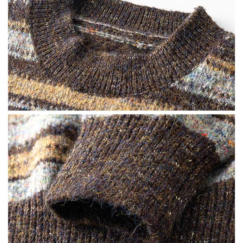 Autumn Winter Knitted Sweater Men Vintage Stripe Casual Loose Pullover Christmas Sweater Man Strtwear Knitwear Jumpers Tops S251110