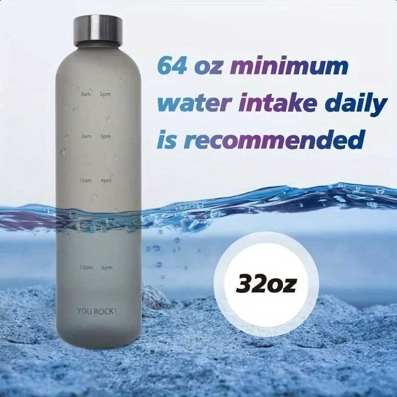 1L Water Bottle with Time Marker Motivational Reusable Leakproof BPA Free Frosted for Fitness Sports Travel Cycling Accessories J250923