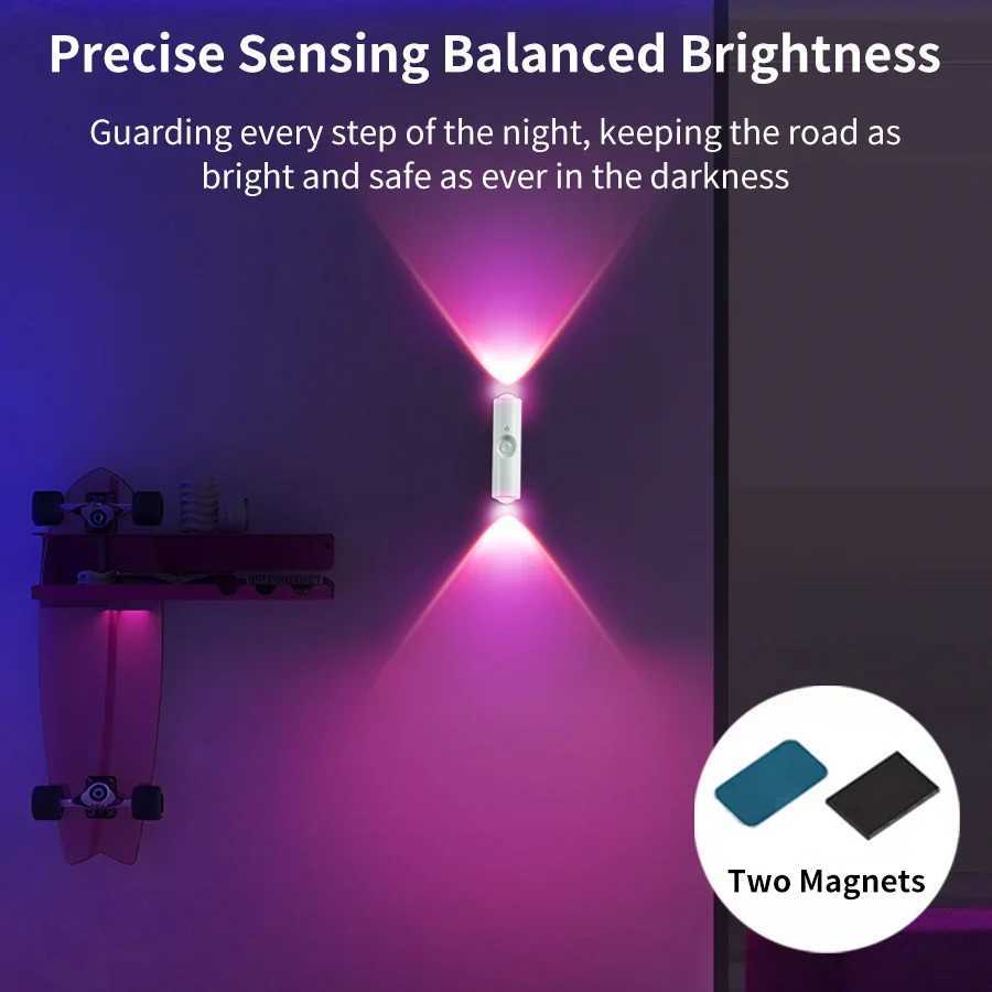 Smart RGB Gradient Wall Light Motion Sensor Magnetic Rechargeable Wall Sunset Lamp for Bedroom Closet Garden Room Decoration C251124