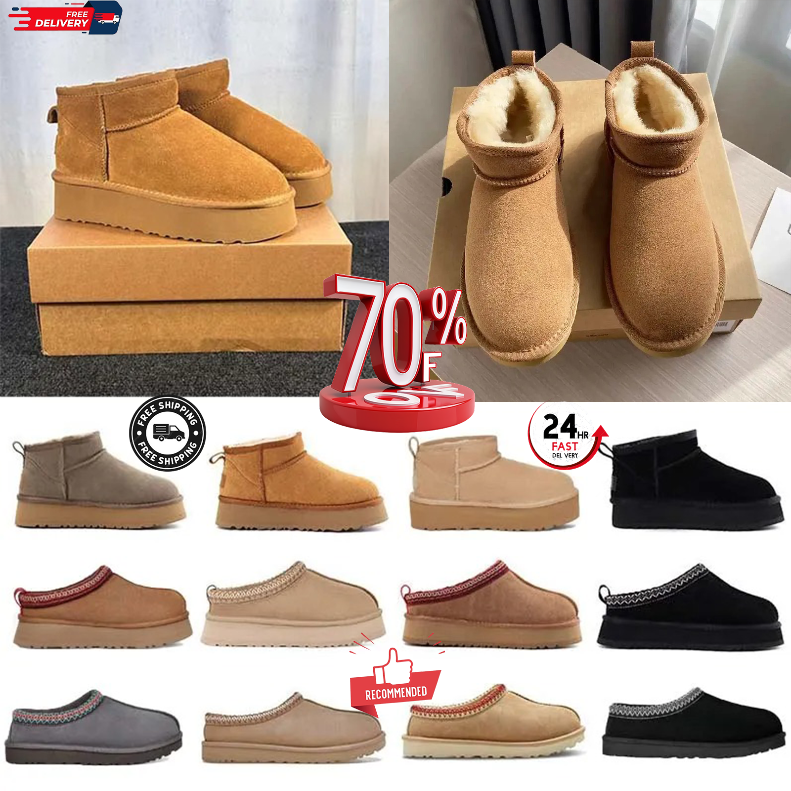 2025 winter famous brand women's puffy boots fur slippers bags men's snow boots mini warm durable ankle boots men's comfortable boots snow boots 35-44