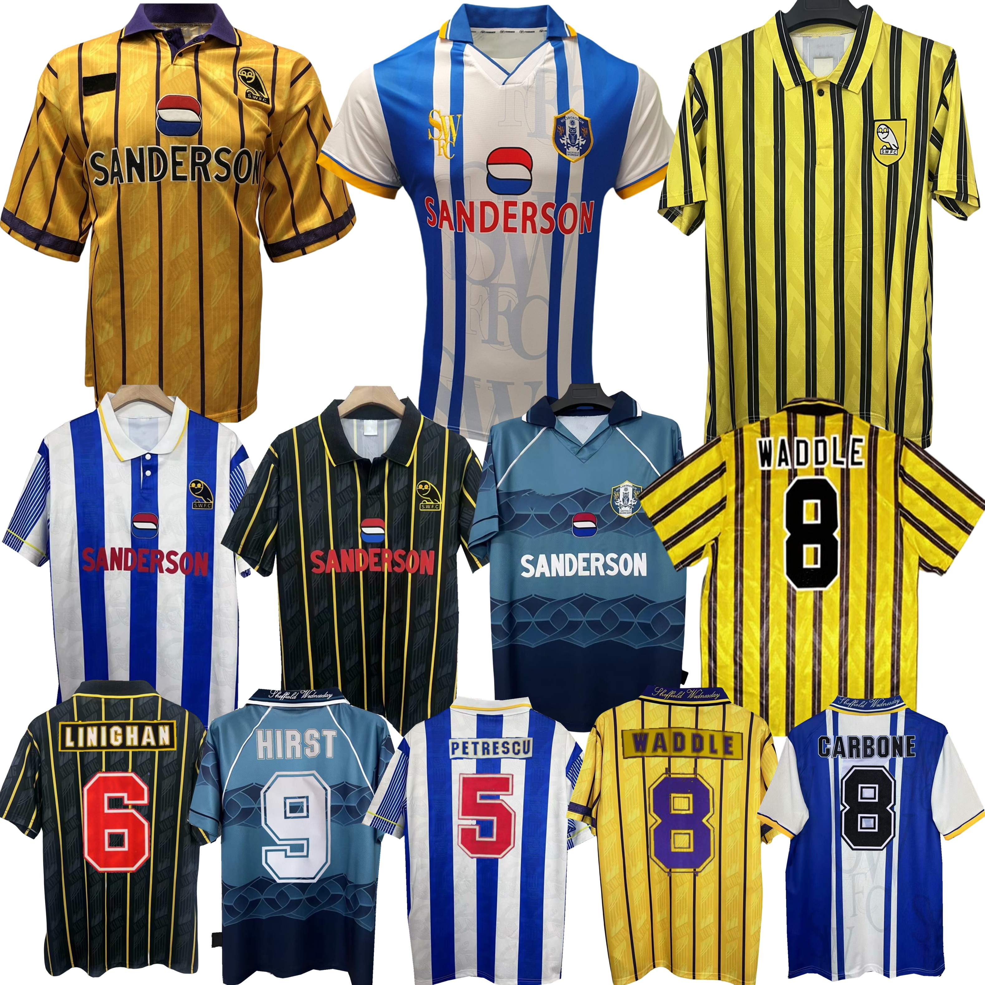 1993 1994 1995 ShEffIElD Wednesday retro soccer jerseys 93 94 95 1996 1997 Waddle Hirst PETRESCU vintage classic football shirts size S-4XL