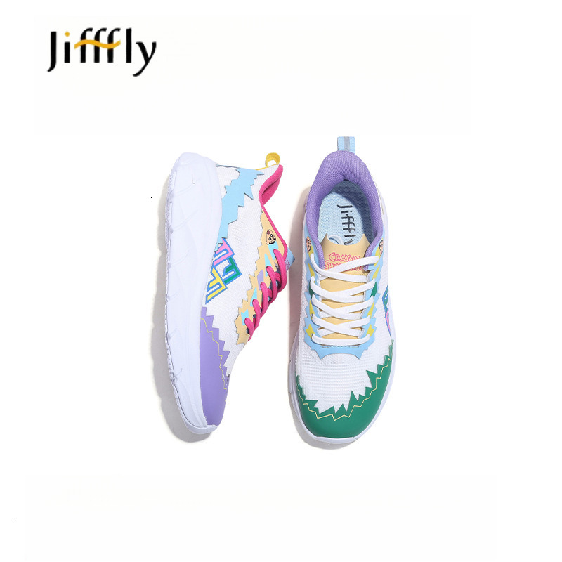 Jifffly x Crayon Shin-chan collaboration sports shoes for women new 2025 style thick soled height-increasing running shoes that versatile and trendy on Instagram.