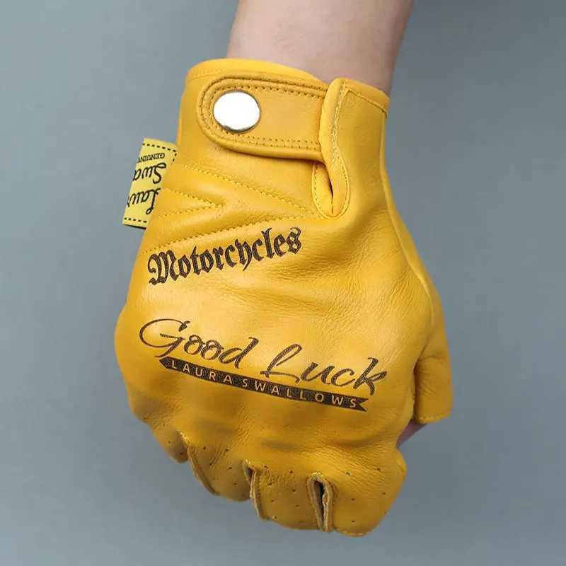 Cowhide half finger For Bicycle gloves exposed finger riding outdoor leather Cycling Fingerless gloves motorcycle equipment J250922