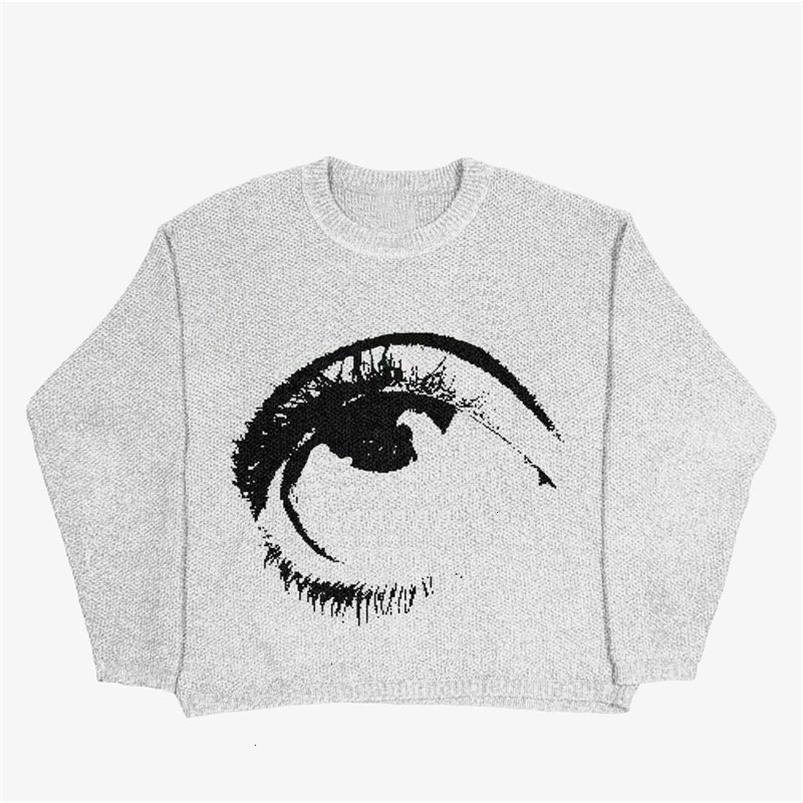 Womens knitting cute cartoon printing pattern O collar pullover sweater street Gothic large Harajuku knitting womens Y2k EMO 240821