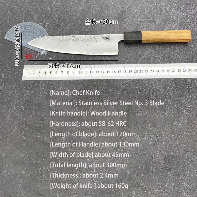 Kitchen knives 67 Inch Chef Knife Stainless Silver Steel No 3 Blade Wood Handle Cleaver Meat Slicing Vegetables Japanese Kitchen Sharp Knife F250923