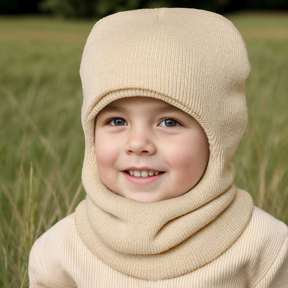 Childrens Ear Protection Onepiece Hats Baby Knit Cap Warm Hat Child Balaclava Christmas Gift Kids Autumn Winter Pullover Hat Z251029