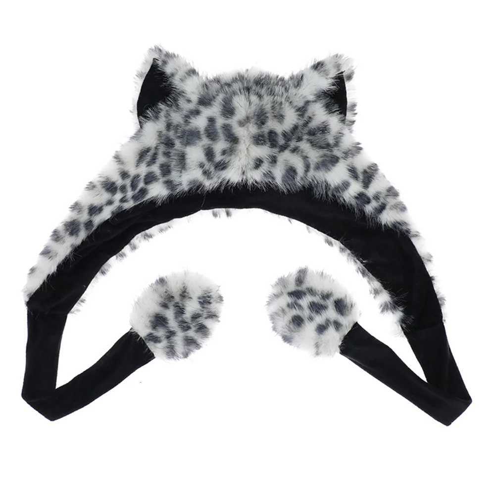 Autumn Winter Hats Handsome Snow Leopard Ears Warm Thick with Velvet Outdoor Ear Protection Hat Fluffy Cute Bear Ear Wool HatXJ250923 - view 7