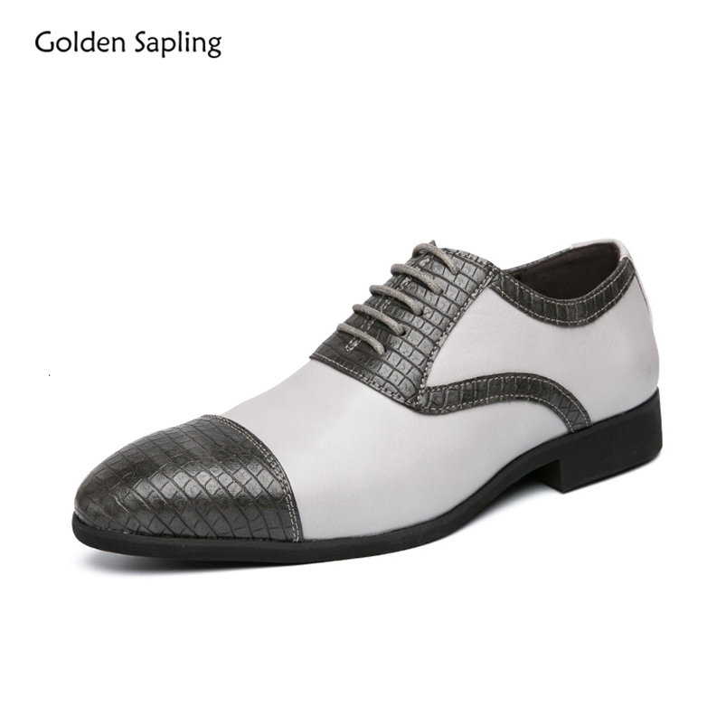 Dress Shoes Golden Sapling Men's Party Shoes Fashion Patchwork Leather Oxfords Elegant Men Flats Casual Business Shoe Office Social Footwear 2308