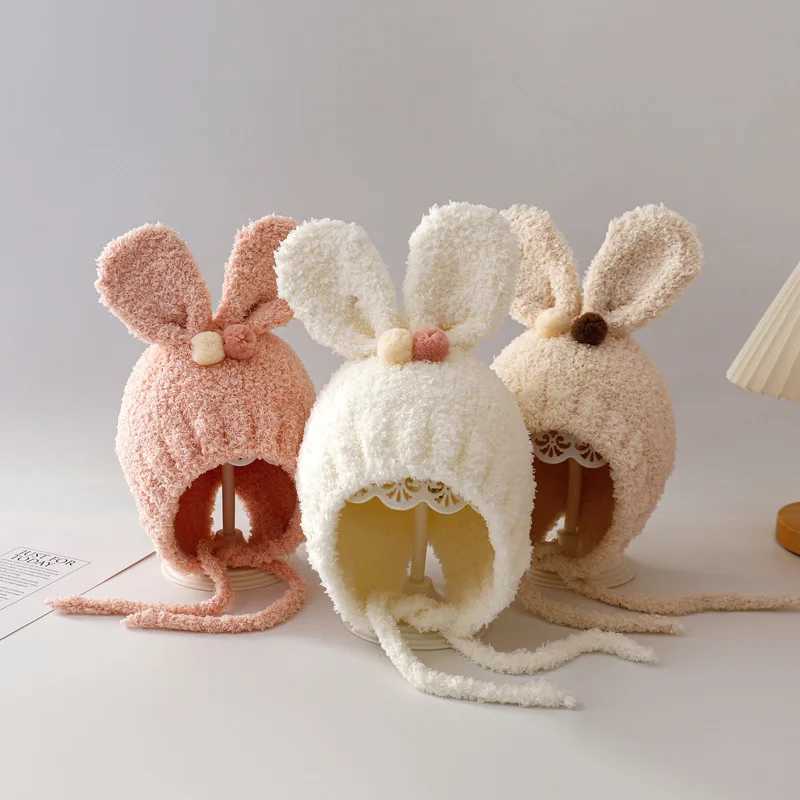 2025 Baby Hats Winter Girls Newborn Soft Cartoon Cute Rabbit Ears Knitted Beanie Hat Infant Warmer Stuff Toddler Kids Cap Z251029