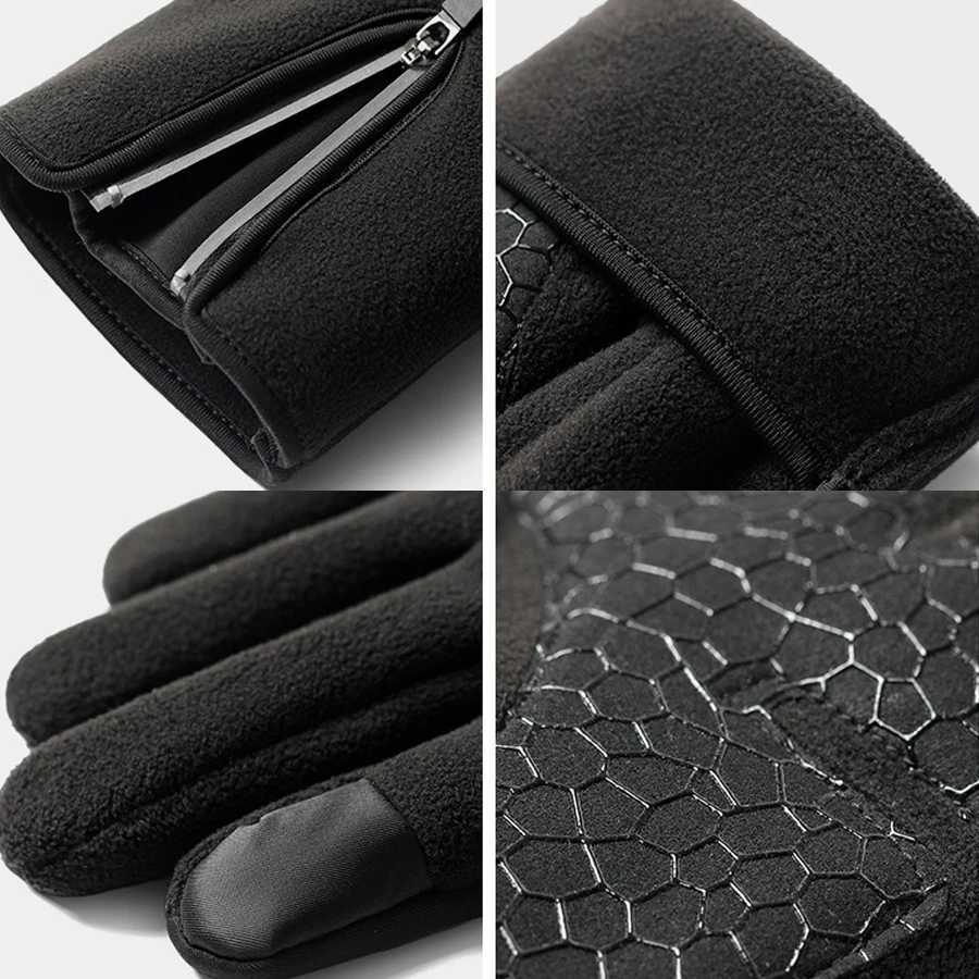 Outdoor autumn and winter mens sports running cycling touch screen warm gloves with fleece anti cold anti slip and splas J250922