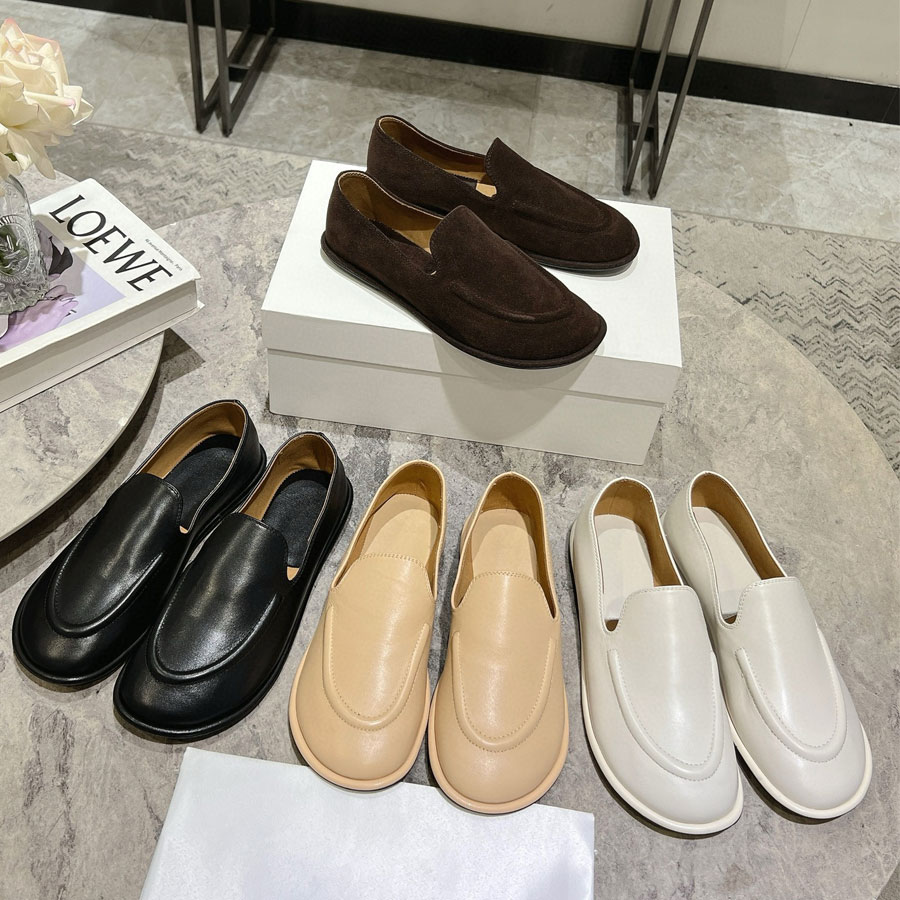 High quality Classic Minimalism Simple flat womens real leather casual slip on Flat heel Dress Luxury designer loafers Vacation shoes mule clog slipper shoes Black