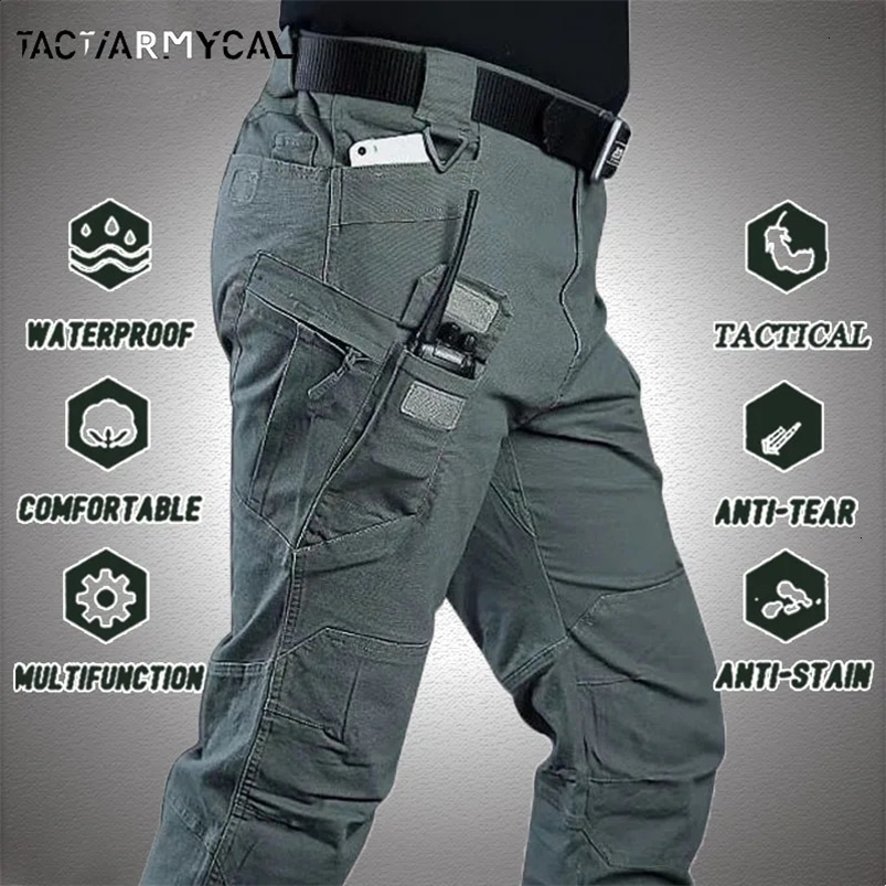 Mens Tactical Pants Multiple Pocket Elasticity Military Urban Tacitcal Trousers Men Waterproof Cargo Pant 6XL 240806