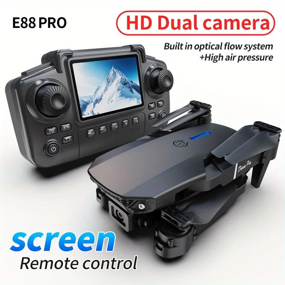 New Screen Control E88 Drone HD Dual Camera HD Screen No Mobile Phone Needed One Key Takeoff Return Wi-Fi Apps Control