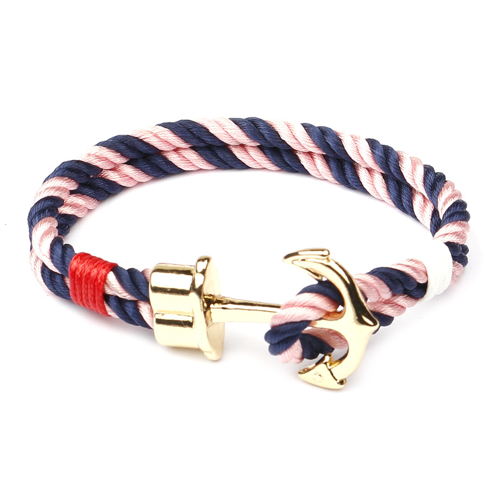 Fashion Anchor Leather Bracelet for Men - Woven Adjustable DIY Custom Accessories H260202