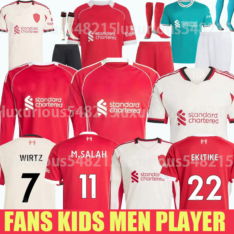 25 26 SALAH Wirtz soccer jerseys Ekitike ISAK MAC ALLISTER Kerkez GAKPO SZOBOSZLAI Jeremie football shirt home away Third Long sleeves jerseys Mens Kids Kit jersey