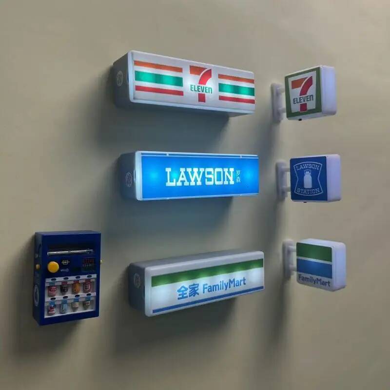 Creative Magnetic Fridge Stickers Home Coffee Shop 7-Eleven Convenience Store Decorative Toy Model Lightbox Refrigerator Decals ddmythur