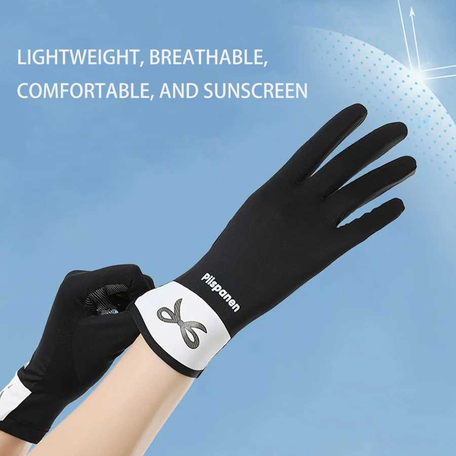 Full finger ice silk breathable thin palm anti slip gloves for outdoor cycling driving sports sun protection gloves J250922