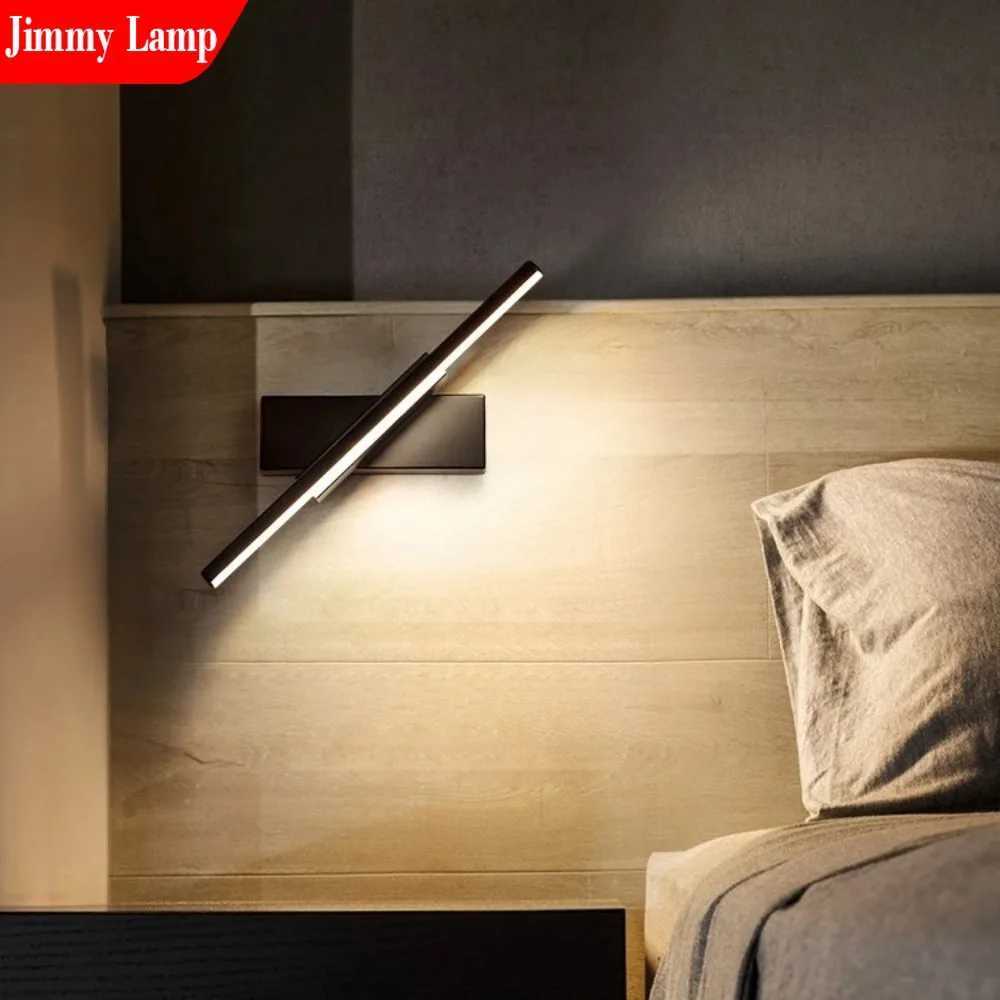 Modern Rotatable LED Black White Wall Light for Bathroom Mirror Bedroom Living Room Indoor Line Sconces Decor Lighting Fixture C251124