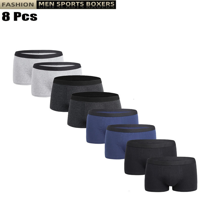 8PCS Mens Underwear Fashion Underpant High Stretch Boxer Shorts Breathable Fashion Mens Panties Comfortable Plus Size L-4XL 250605