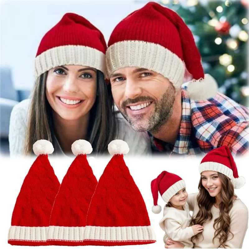 Winter Yarnball Knitted Christmas Santa Hat Mom Baby Family Photography Props Festive Supplies Holiday Party Decoration Z251029