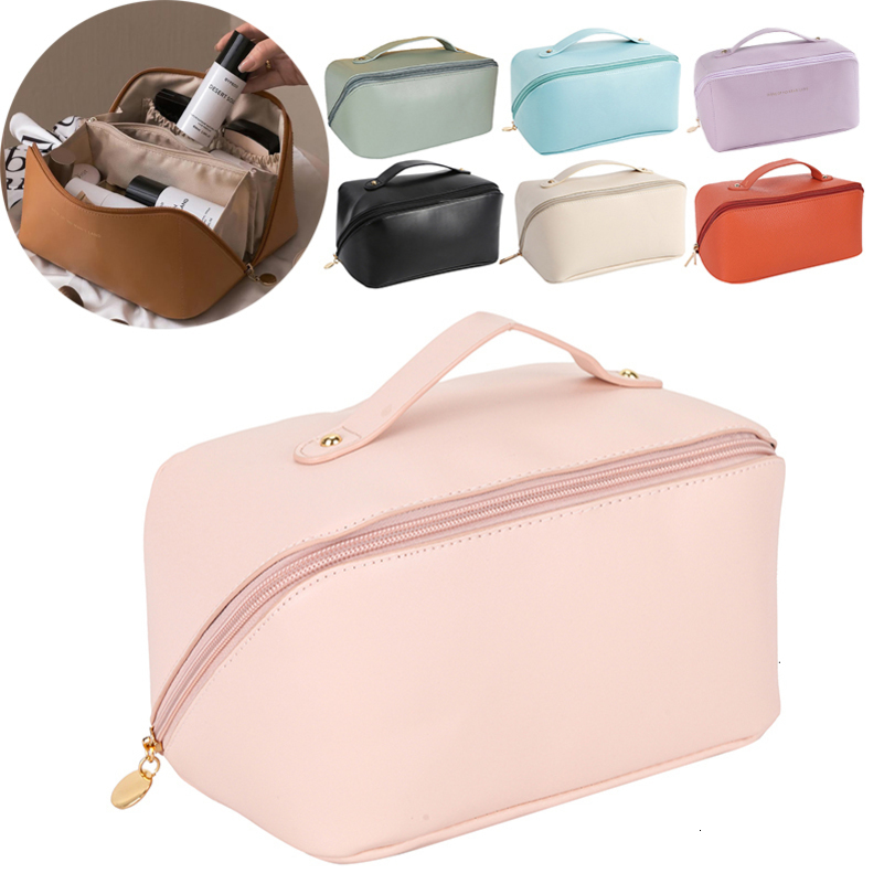Cosmetic Bags Cases Portable Travel Cosmetic Bag Large Capacity Woman Makeup Organizer Handbag Pillow Toiletry Kit Retro Multifunction Storage Case 23
