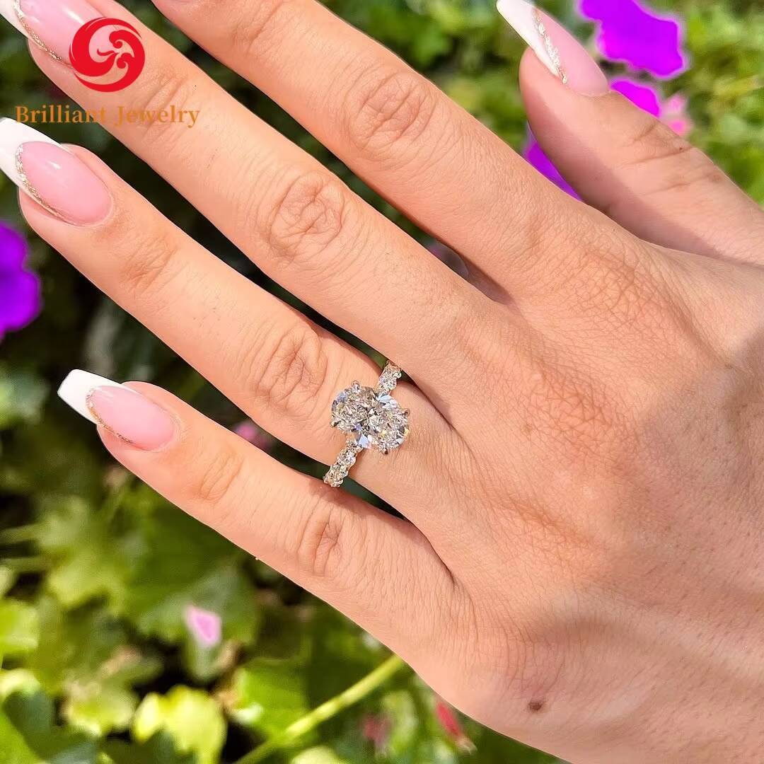 GIA IGI Certified 1CT to 3CT CVD HPHT Lab Diamond 14k 18k Real Gold Engagement Ring Oval Cut Lab Grown Diamond Ring Set