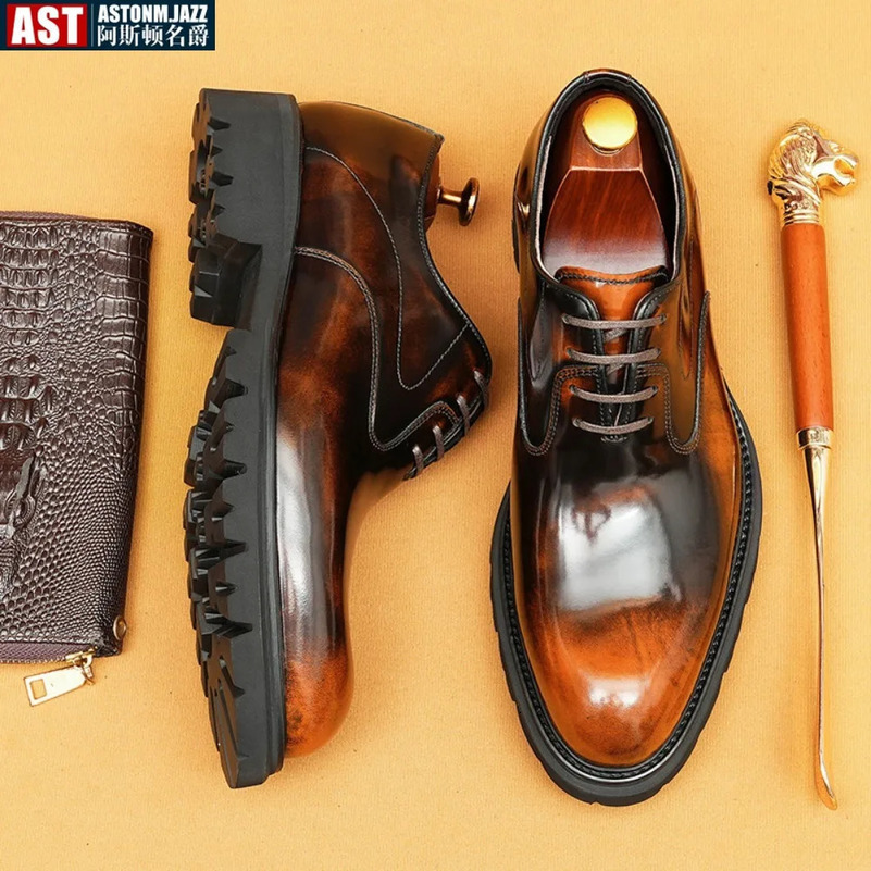 Italian mens formal shoes leather handmade high-quality comfortable elegant black wedding social Oxford shoes mens 241031