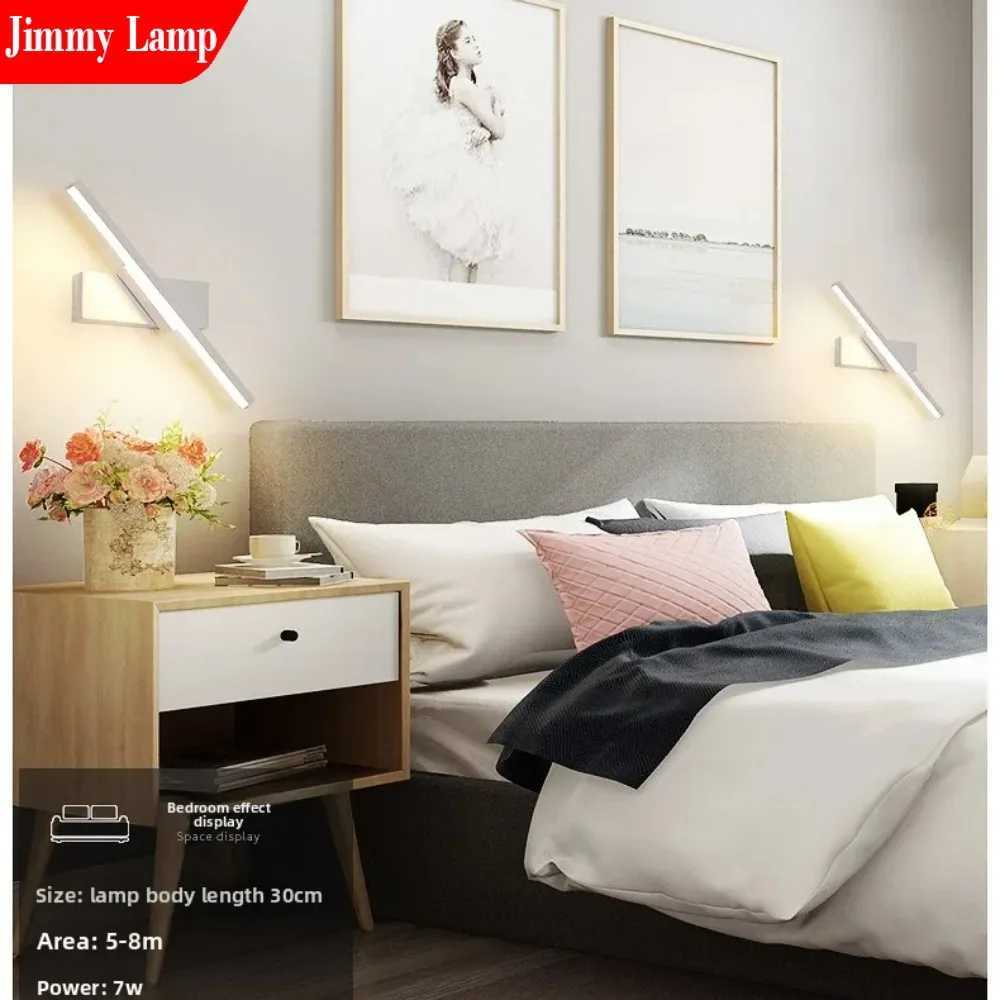 Modern Rotatable LED Black White Wall Light for Bathroom Mirror Bedroom Living Room Indoor Line Sconces Decor Lighting Fixture C251124