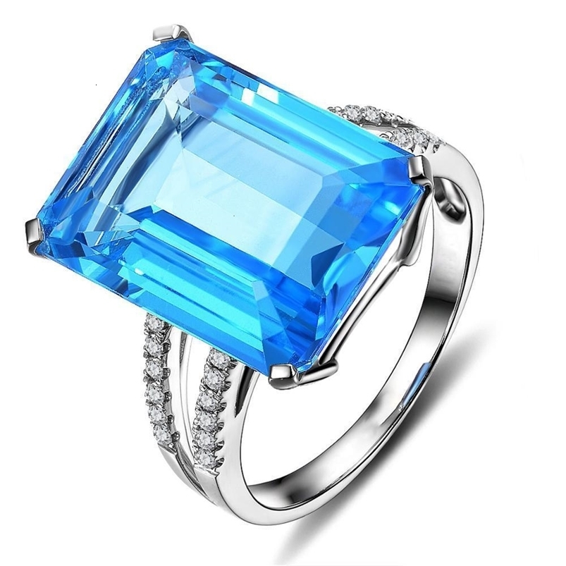 Wedding Rings Exquisite Natural Blue Crystal Ring Elegant Temperament Female Romantic Birthday Gift 230713