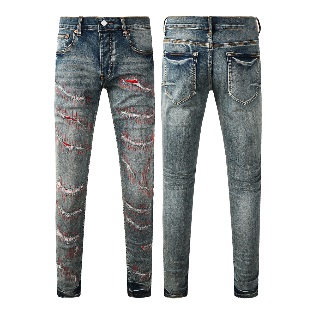 jeans designer men jeans womens pants summer High Street Retro Straight Regular Jeans Washed Old Jeans Long