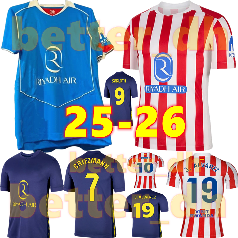 4XL 25- 26 Club Atletico de MadridSs Soccer Jerseys 2025 2026 Player Version Men Uniforms Football Shirts J.ALVAREZ GRIEZMANN M.LLORENTE KOKE ATM r Kids Kits Goalkeepec