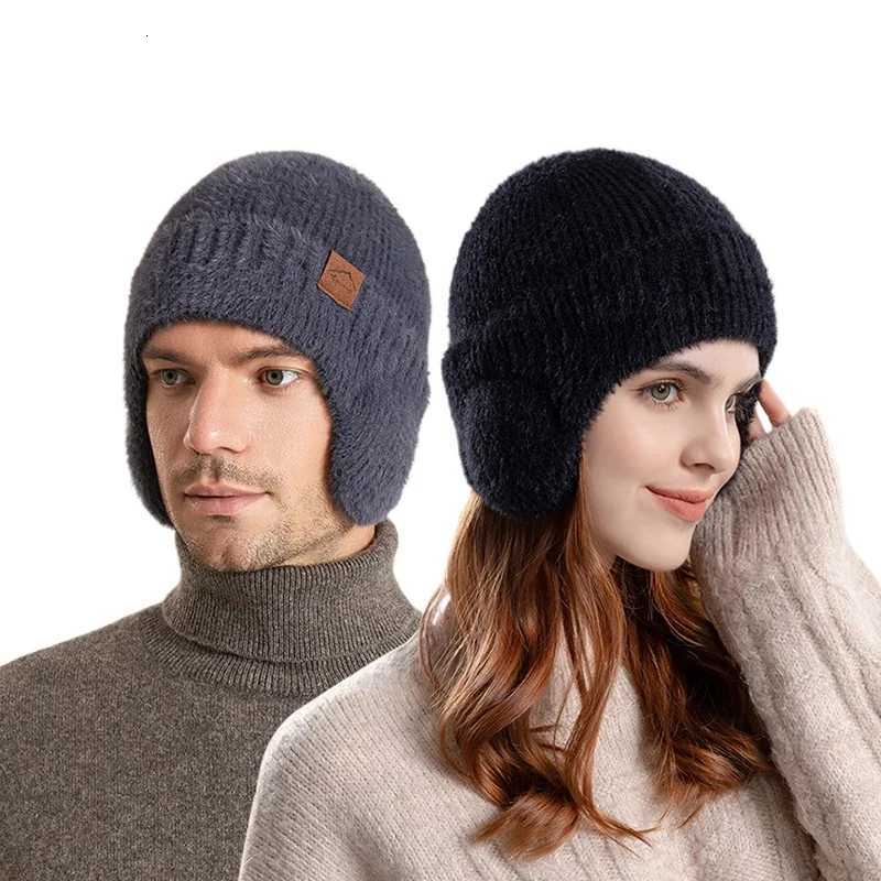 Thermal Fleece Lined Winter Hat with Ear Flaps for Men and Women Unisex Knitted Beanie for Cold WeatherXJ250923