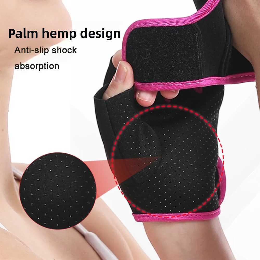 1 Pair Unisex Adjustable Sports Gloves with Antislip Silicone Dots for Weightlifting Cycling Squat J250922