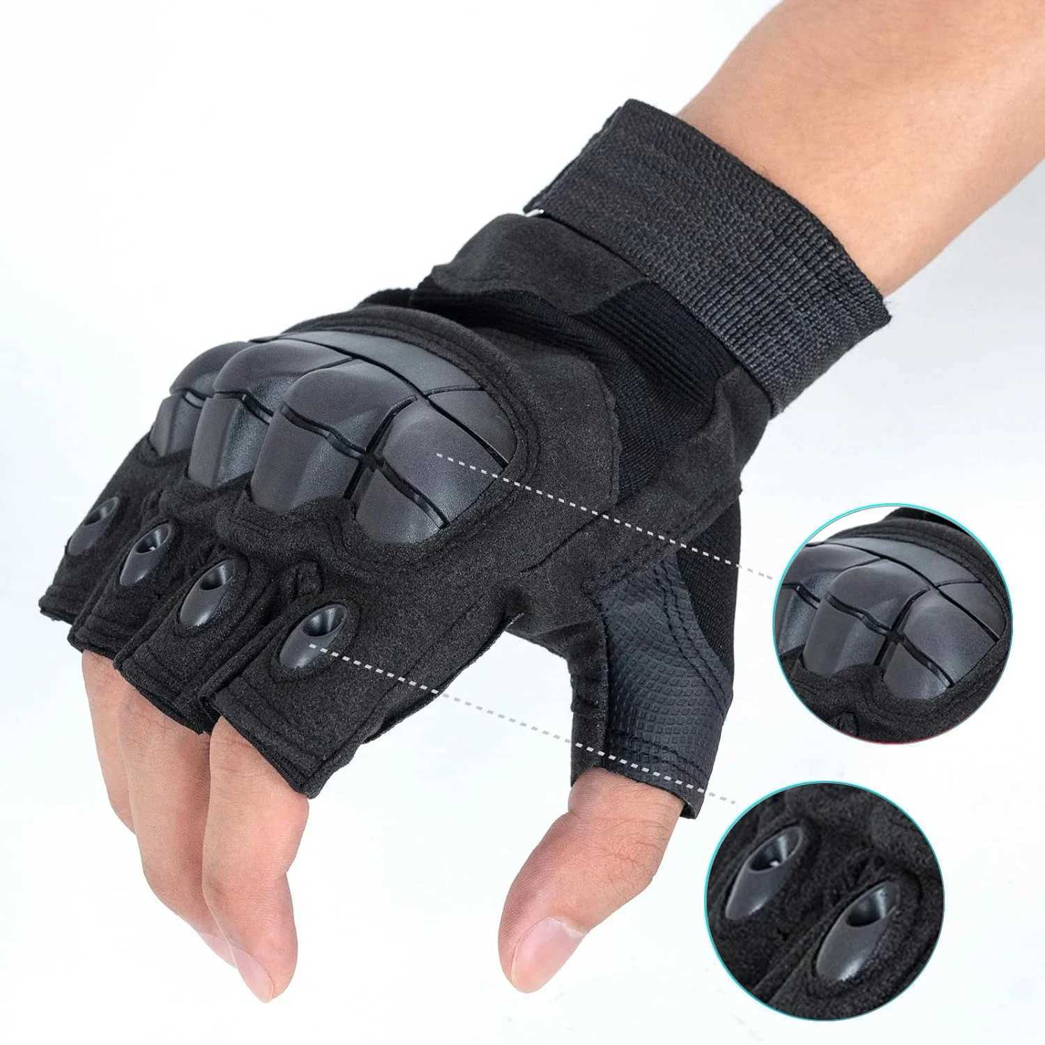 1 Pair Tactical Fingerless Half Finger Motorcycle Motocross Nonslip Guantes Moto Outdoor Sport Motorbiker Racing Gloves J250922