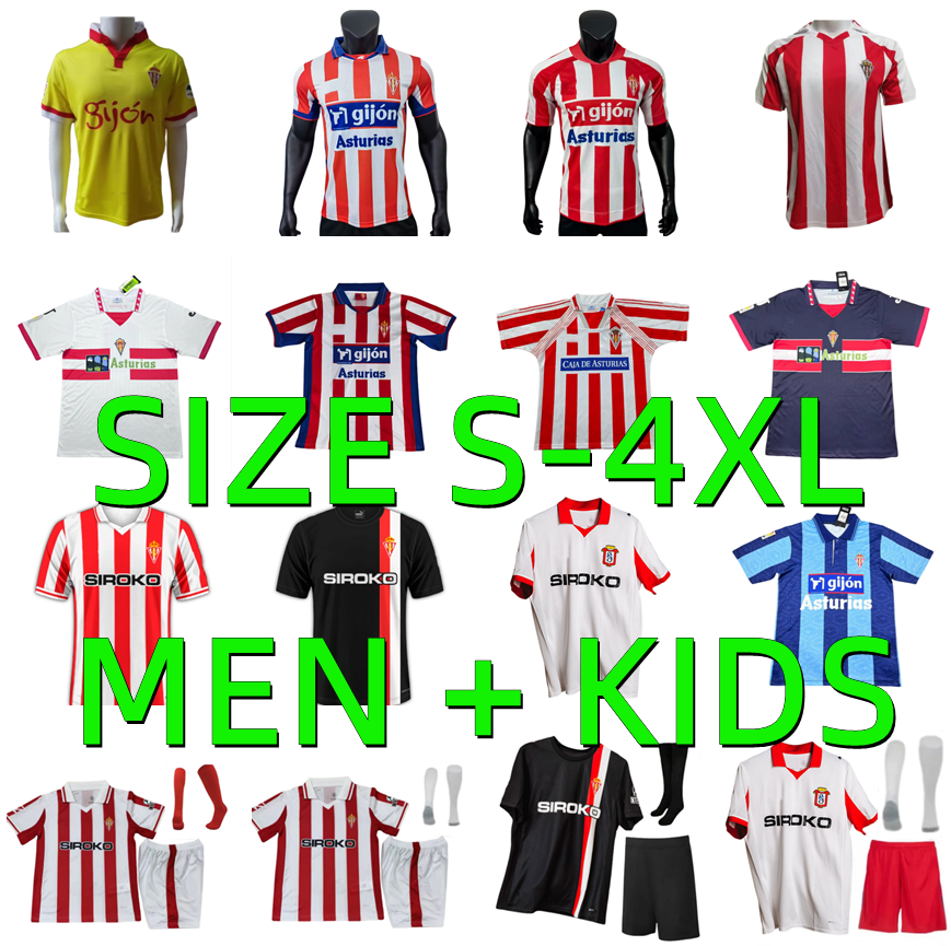 25 26 Sporting de Gijon Soccer Jerseys 84 86 94 95 01 02 08 09 Retro 2025 2026 David Villa Gelabert COTE CAICEDO DUBASIN ROSAS CAMPOS JUAN VILLAR Football Shirts men kids