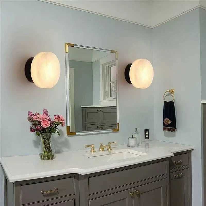 Spanish Highend Natural Marble Round Wall Lamp Nordic Modern Led Room Lamp Living Room Bedroom Corridor Hallway Lightin C251124