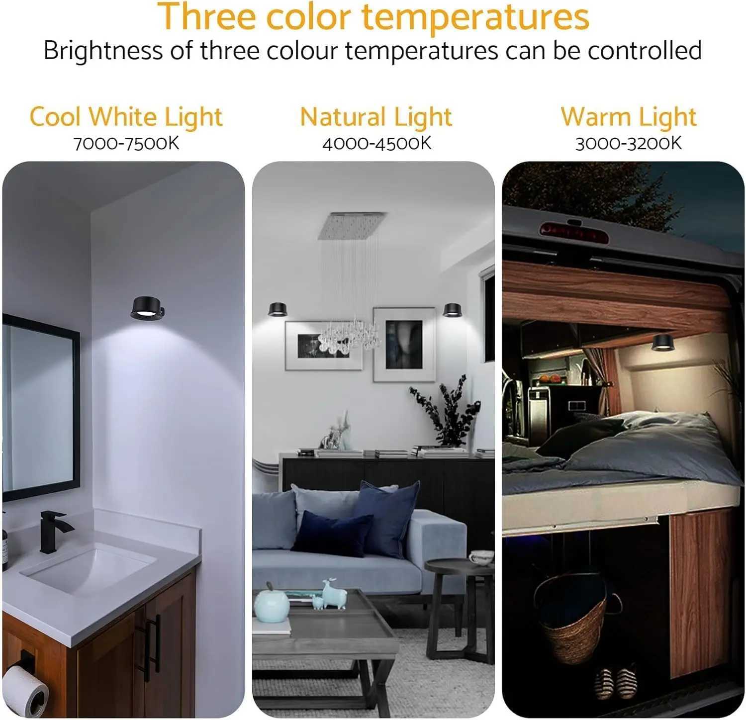 2Pack LED Rechargeable Wall LightsAdhesive Magnetic Wireless Wall Lamps2000mAh Battery15 RGB Colors for BedroomLiving Room C251124