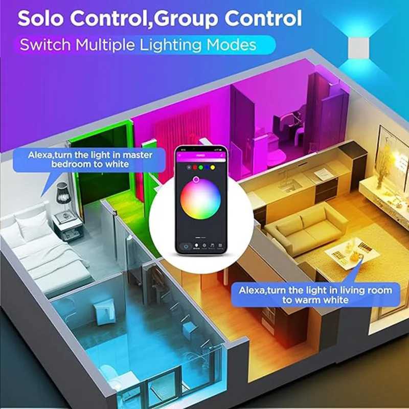 Smart Cube Wall Light Adjust Angle Up and Down Light 16M Color Dimmable Music Sync Work with Alexa Google Assistant C251124