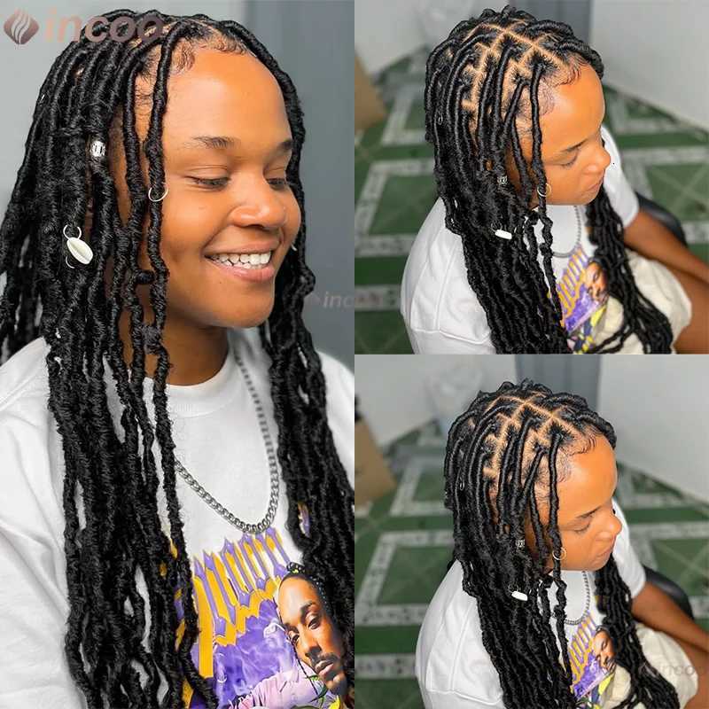 40 Dreadlocks Braided Wigs for Black Women With Baby Hair Synthetic Faux Locs Crochet Hair Pre Looped Braided Wig HD Lace Wigs C250922