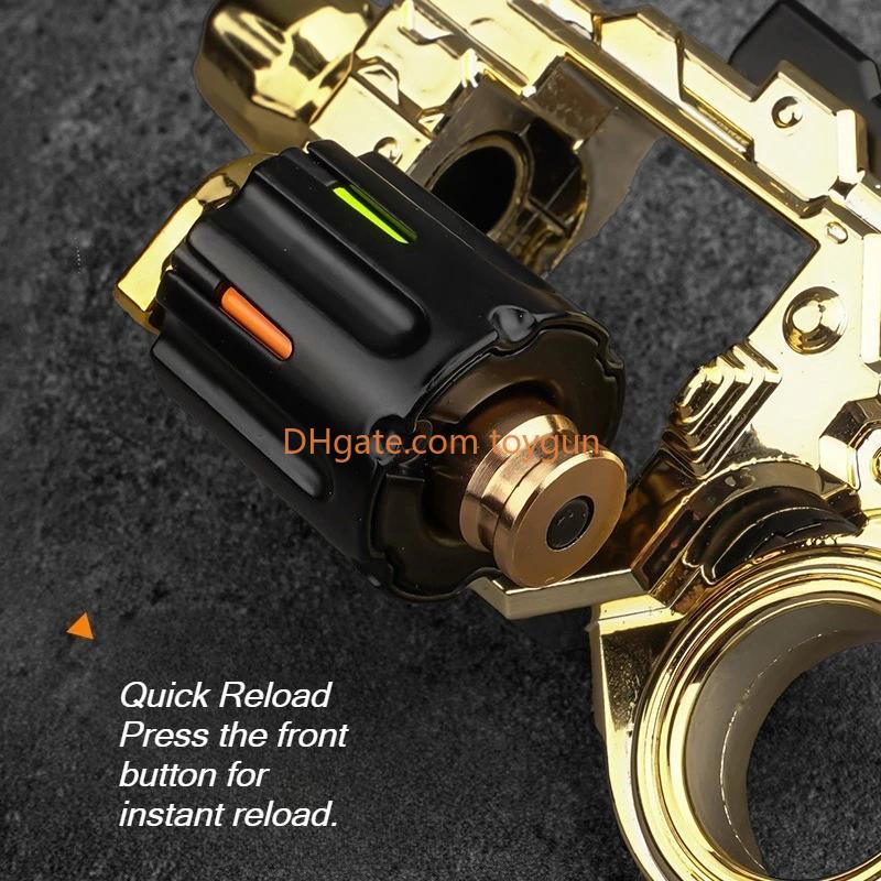 One Hand Spin Shoot Alloy Revolver EDC Metal Fidget Toy with 20 Plastic Bullets Stress Relief Mini Gun Gift for Adults Teens