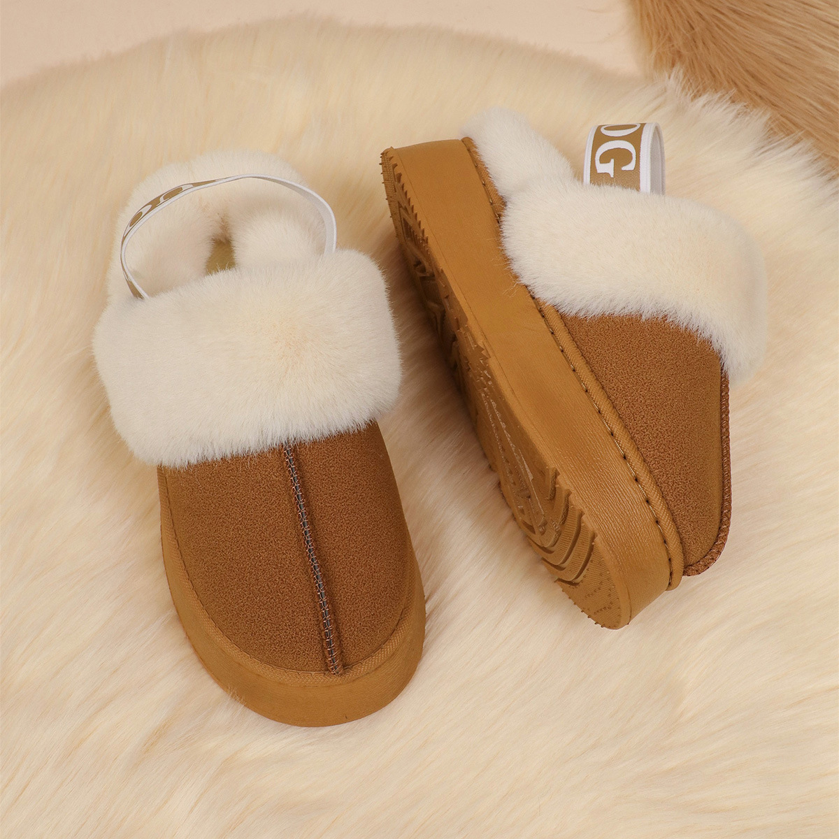 2025 Winter New Women's Thick-soled Low-top Casual Fashion Snow Boots with Elastic Band Warm Two-way Wear Cotton Slippers for Women
